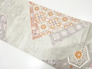 純プラチナ箔　格天井に花更紗模様織り出し　袋帯